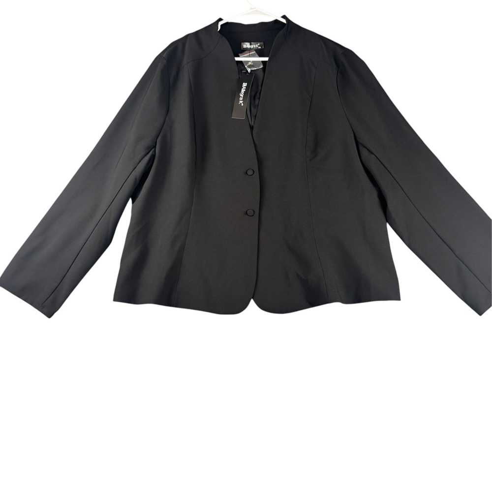 Allegra K Womens Black Stand Collar Two Button Blazer Jacket XXL NWT